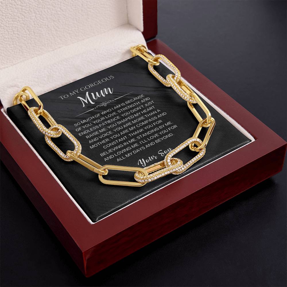 To My Gorgeous Mum - CZ Paperclip Chain Necklace