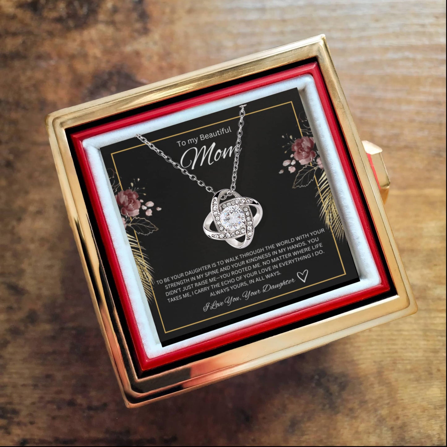 To My Beautiful Mom - Love knot Necklace