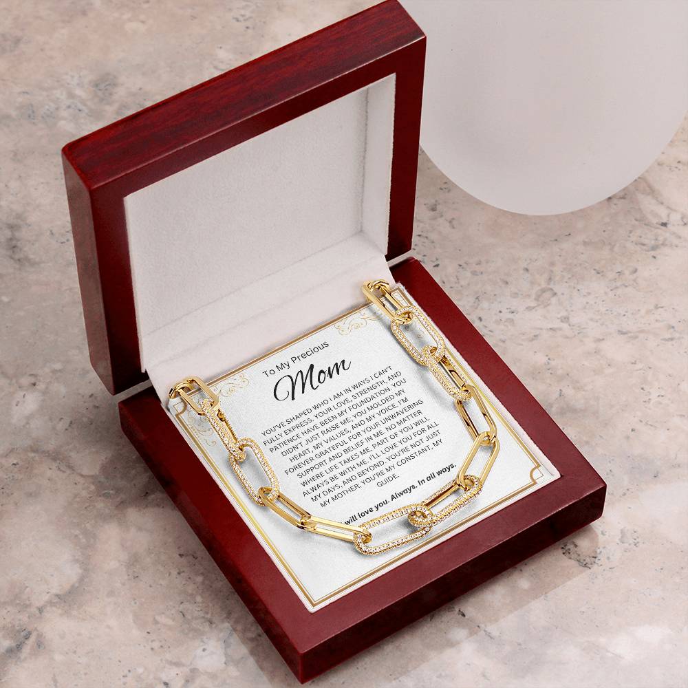 To My Precious Mom, CZ Paperclip Chain Necklace