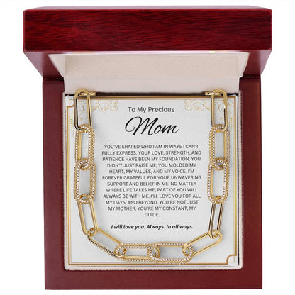 To My Precious Mom, CZ Paperclip Chain Necklace