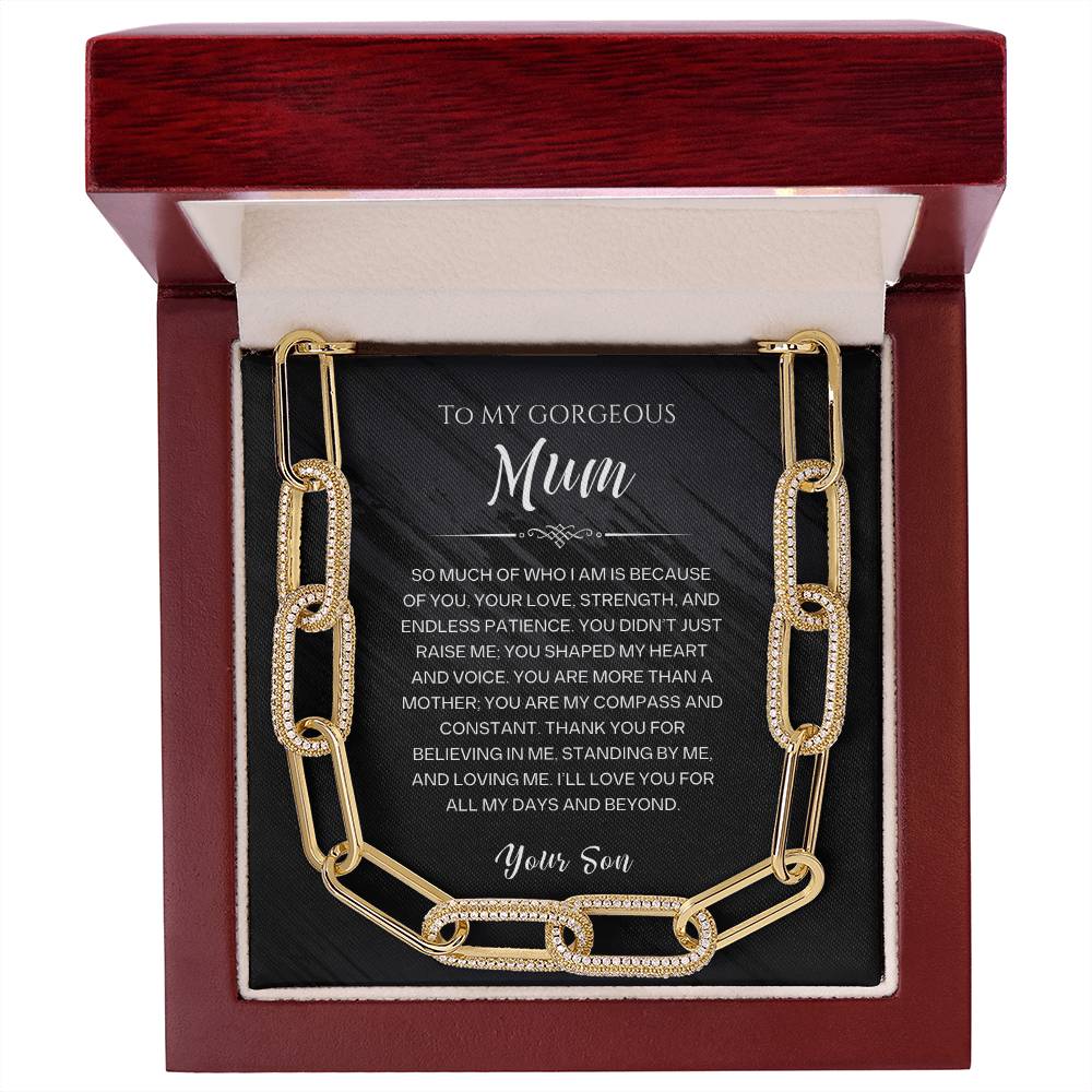 To My Gorgeous Mum - CZ Paperclip Chain Necklace