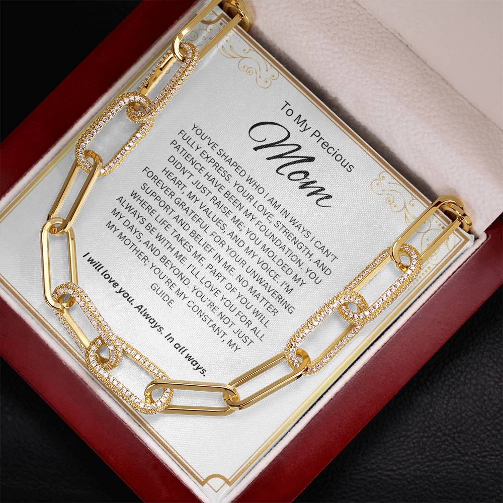 To My Precious Mom, CZ Paperclip Chain Necklace