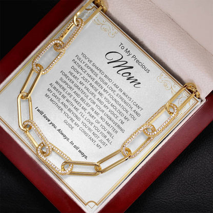 To My Precious Mom, CZ Paperclip Chain Necklace