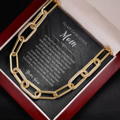 To My Gorgeous Mom, CZ Paperclip Chain Necklace