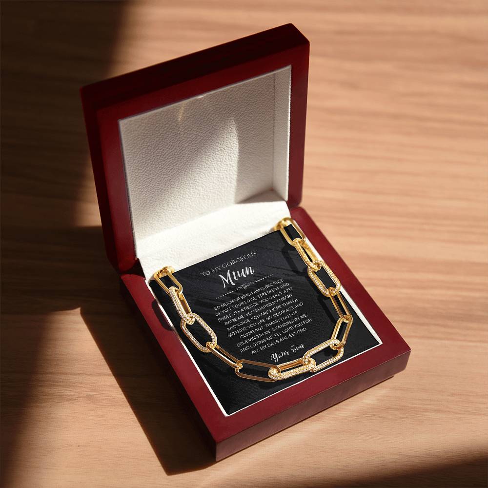 To My Gorgeous Mum - CZ Paperclip Chain Necklace