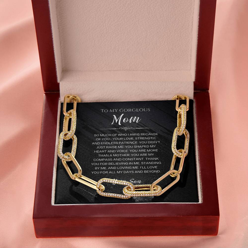 To My Gorgeous Mom, CZ Paperclip Chain Necklace