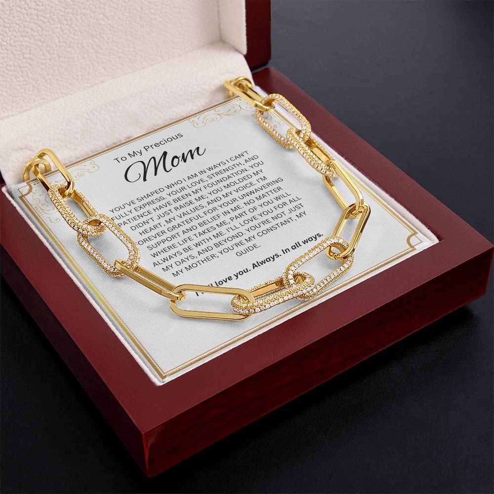 To My Precious Mom, CZ Paperclip Chain Necklace