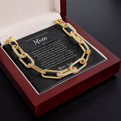 To My Gorgeous Mom, CZ Paperclip Chain Necklace