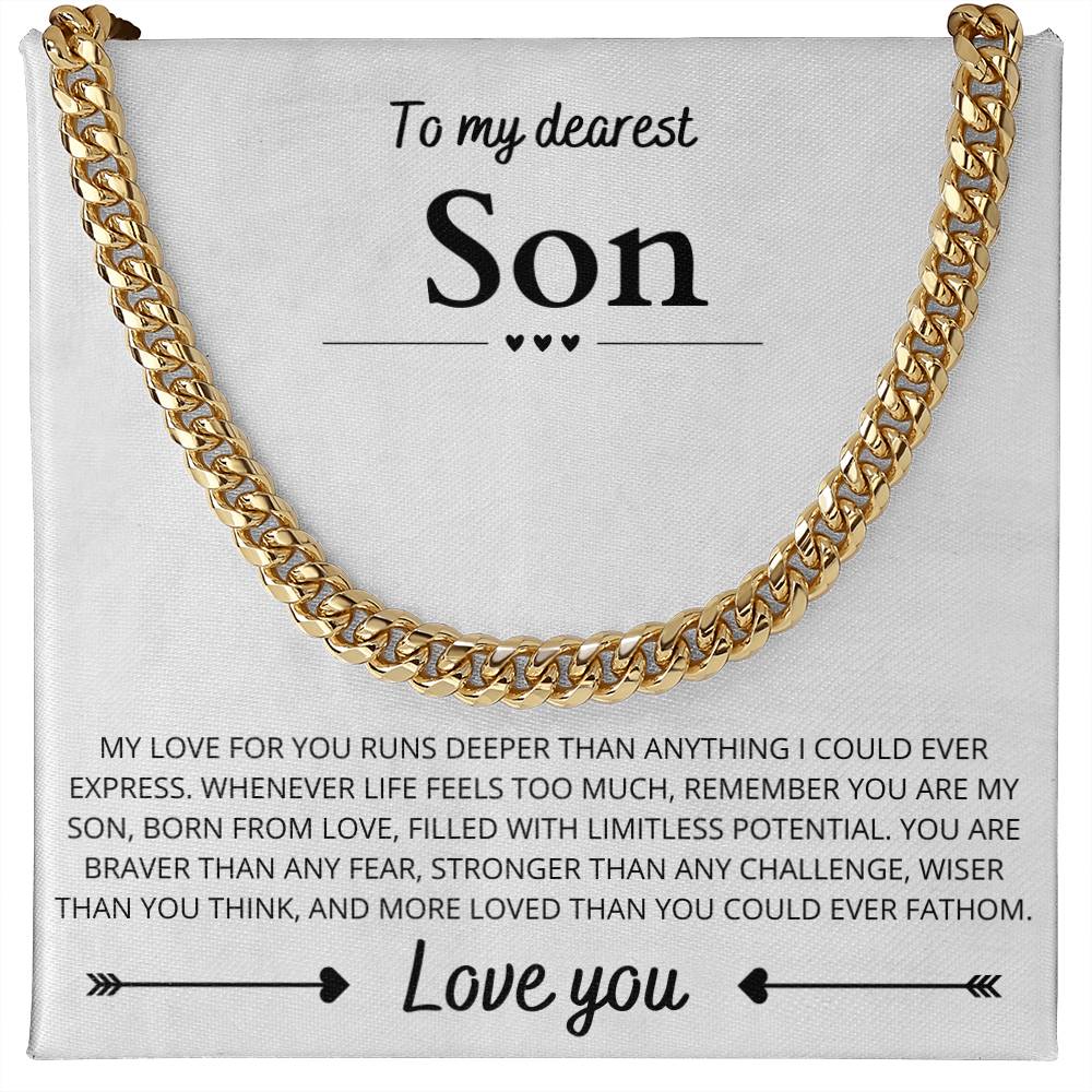 To My Dearest Son, Cuban Link Chain