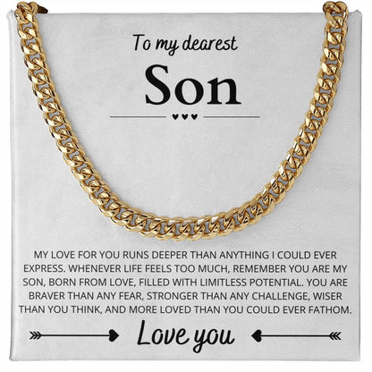 To My Dearest Son, Cuban Link Chain