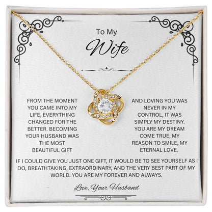 To My Wife, The Queen of My Heart - Love Knot Necklace