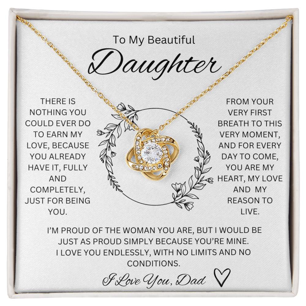 To My Beautiful Daughter - Love knot Necklace
