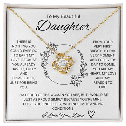 To My Beautiful Daughter - Love knot Necklace