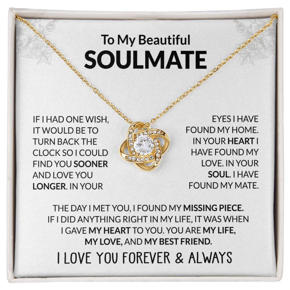 To My Beautiful Soulmate, I Love You - Love Knot Necklace