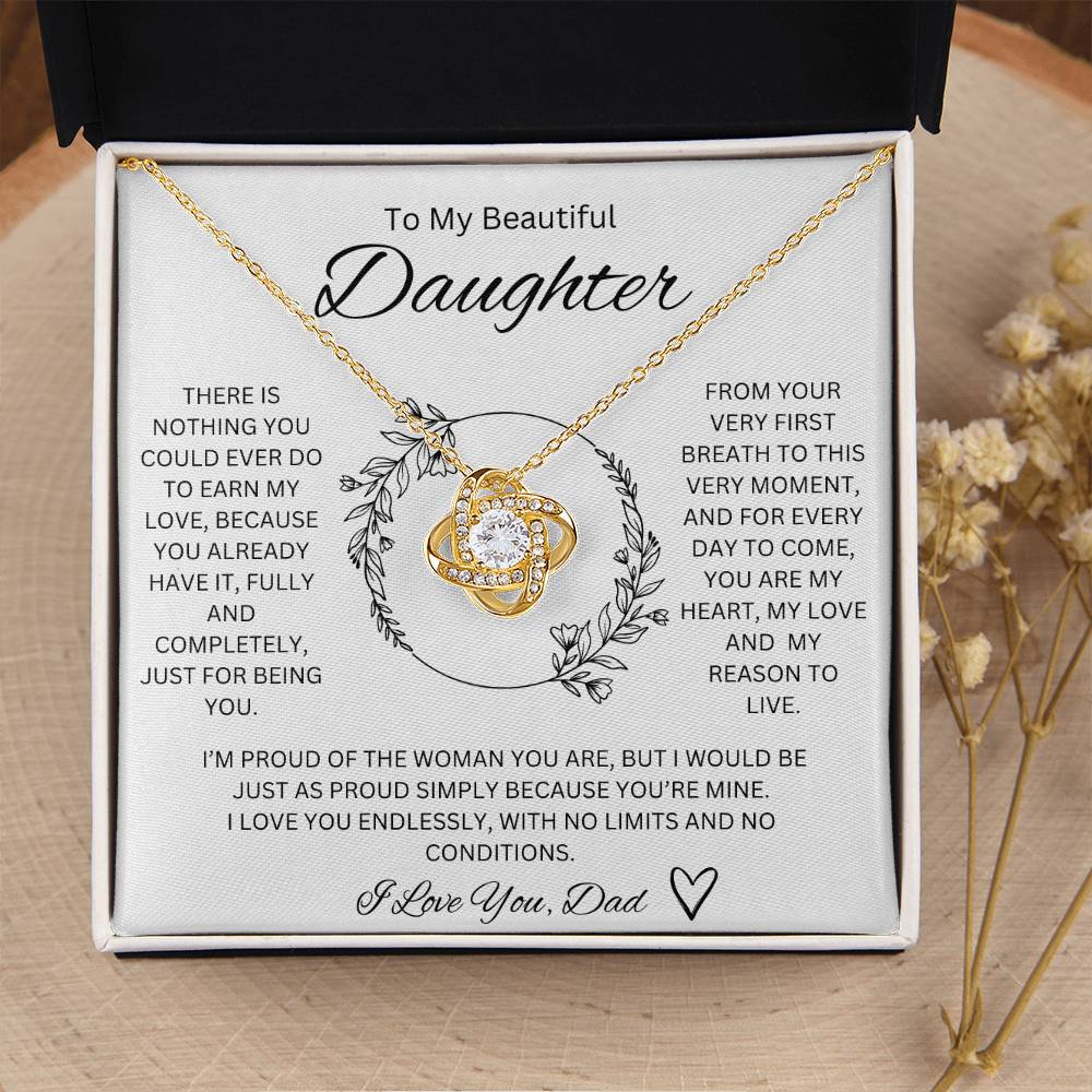 To My Beautiful Daughter - Love knot Necklace