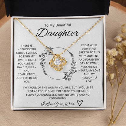 To My Beautiful Daughter - Love knot Necklace