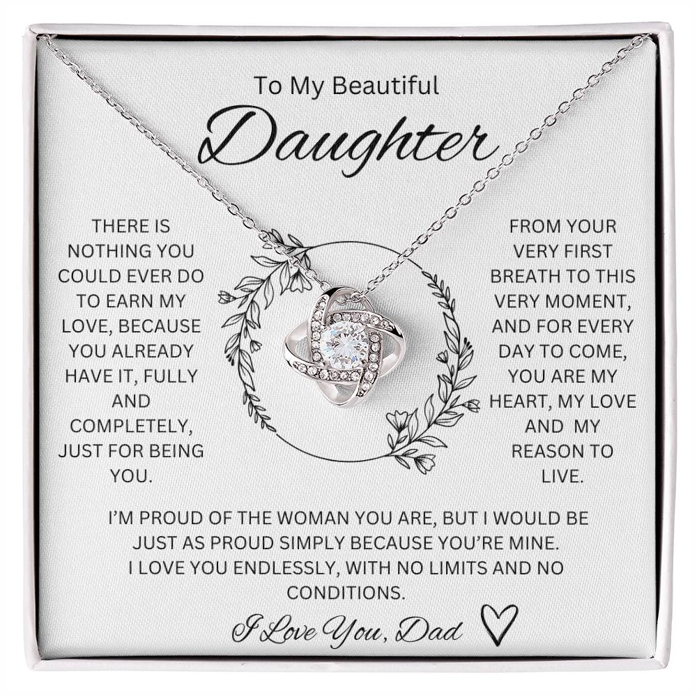 To My Beautiful Daughter - Love knot Necklace