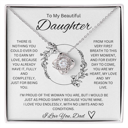To My Beautiful Daughter - Love knot Necklace