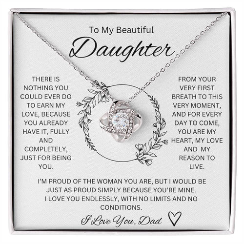To My Beautiful Daughter - Love knot Necklace