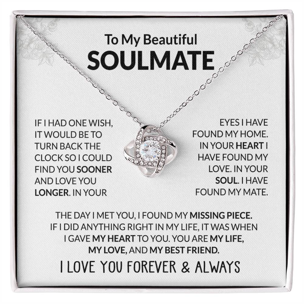 To My Beautiful Soulmate, I Love You - Love Knot Necklace