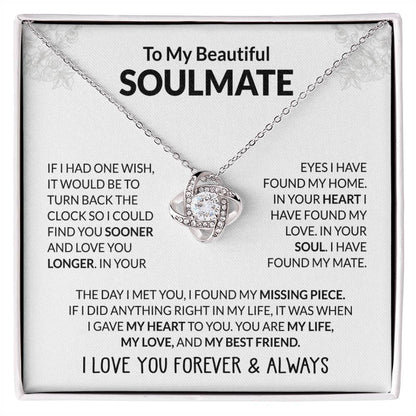 To My Beautiful Soulmate, I Love You - Love Knot Necklace