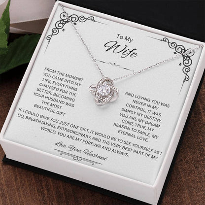 To My Wife, The Queen of My Heart - Love Knot Necklace