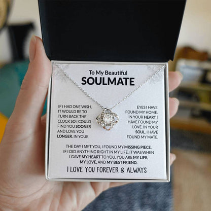 To My Beautiful Soulmate, I Love You - Love Knot Necklace
