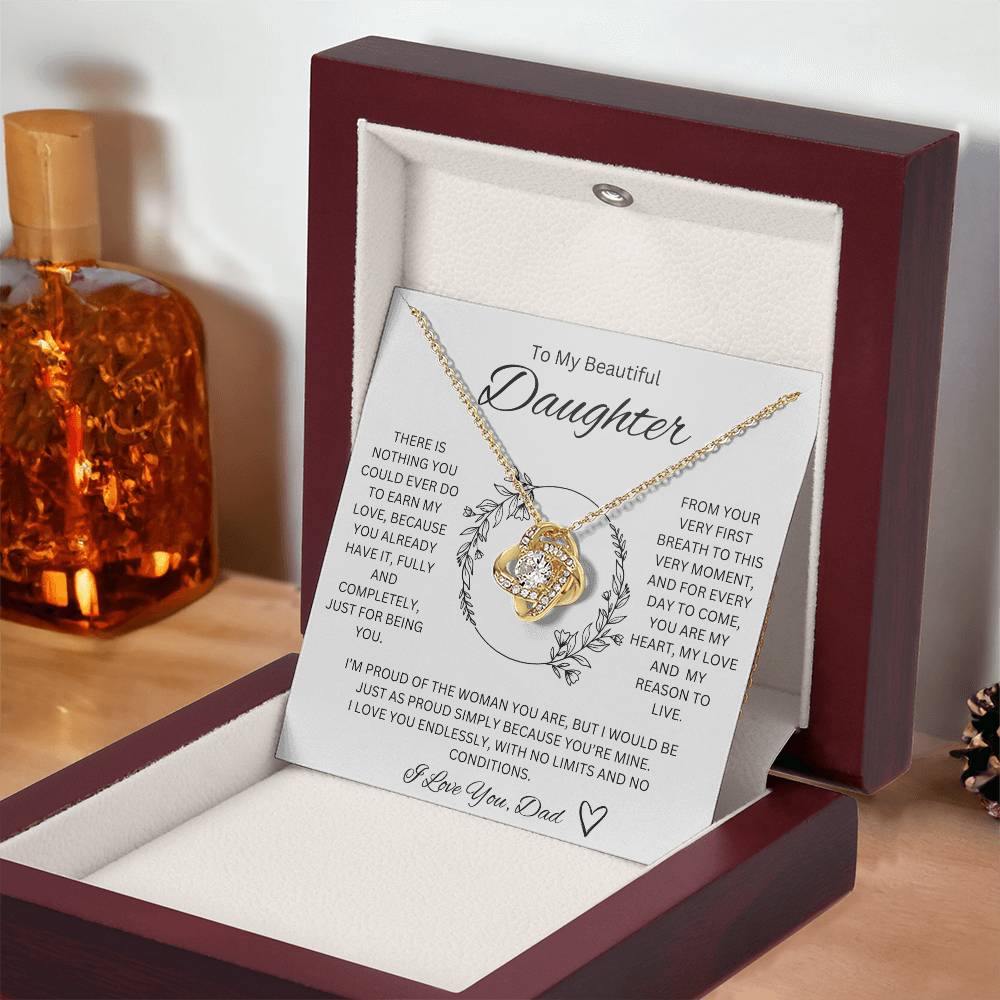 To My Beautiful Daughter - Love knot Necklace