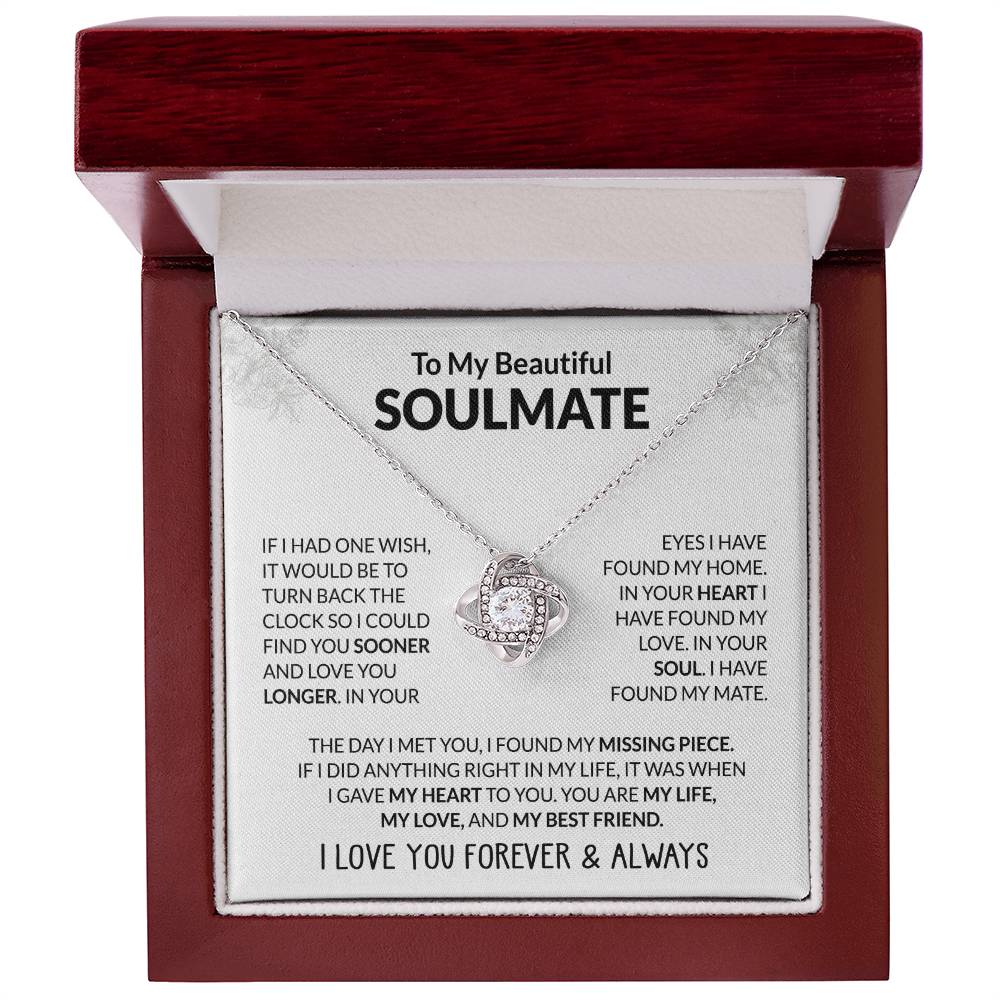 To My Beautiful Soulmate, I Love You - Love Knot Necklace