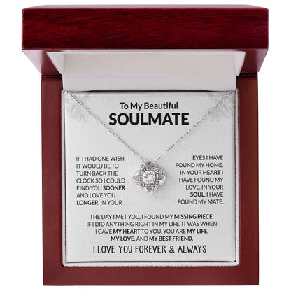 To My Beautiful Soulmate, I Love You - Love Knot Necklace