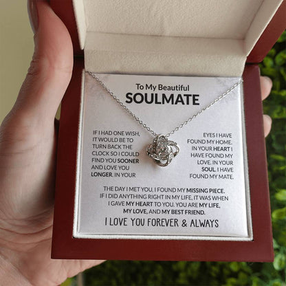 To My Beautiful Soulmate, I Love You - Love Knot Necklace
