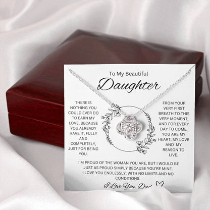 To My Beautiful Daughter - Love knot Necklace